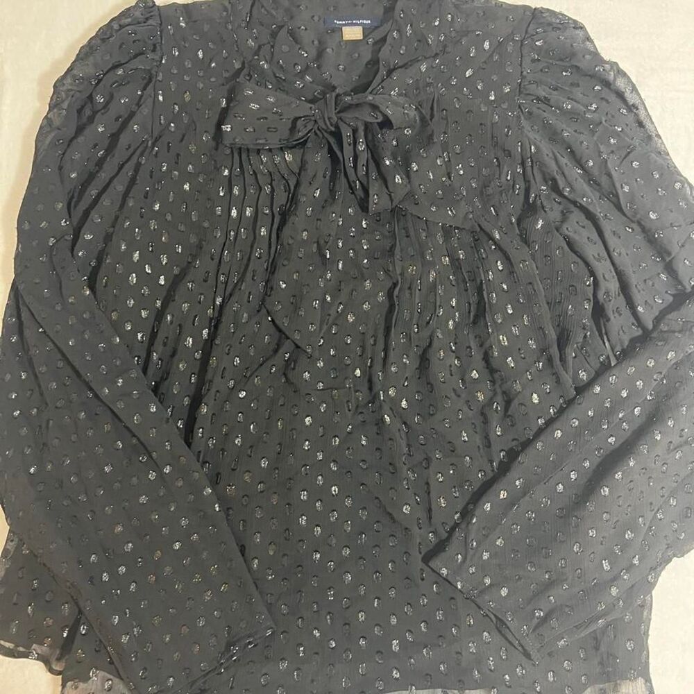 Tommy-hilfiger Women's Black and Silver Blouse